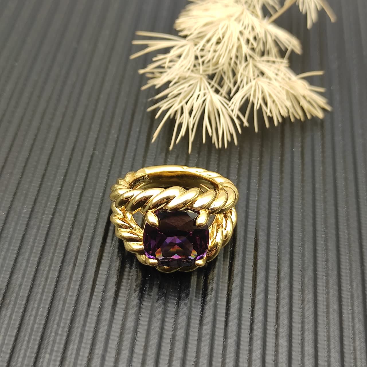 David Yurman Gold Amethyst Ring